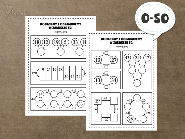 Grafy - dodawanie i odejmowanie w zakresie 50