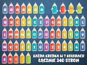 Alfabet dekoracyjny: Kolorowe kredki